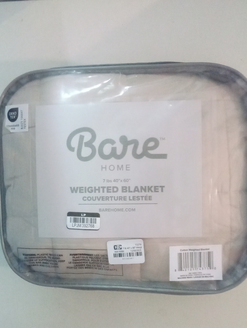 Bare Home Weighted Blanket 40 X 60 Twin NWT